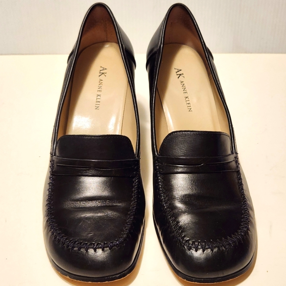 Ann Klein, 9, Black Loafer Heel